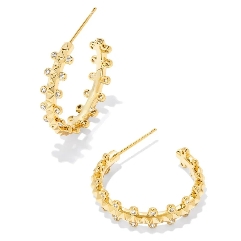 Women’s colorful earrings-Kendra Scott | Jada Gold Small Hoop Earrings in White Crystal