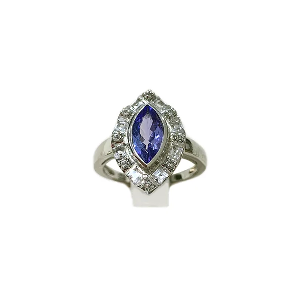 Women’s stackable rings-Sterling Silver Tanzanite Ring