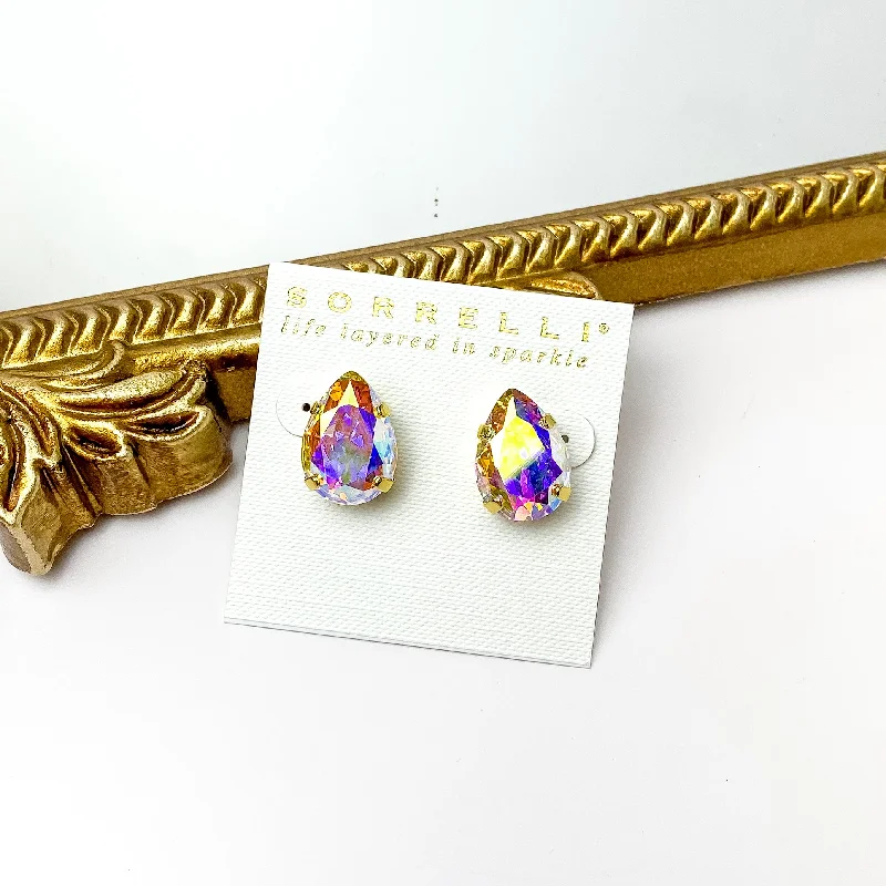 Women’s sapphire earrings-Sorrelli | Eileen Stud Earrings in Bright Gold Tone and Aurora Borealis Crystals