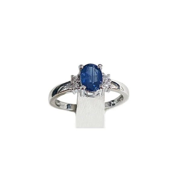 Women’s silver statement rings-14k White Gold Sapphire Ring