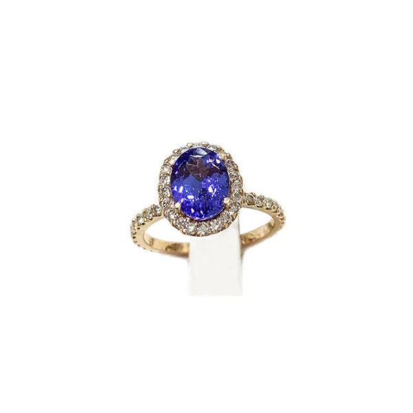 Women’s sapphire engagement rings-14k Rose Gold Tanzanite Ring