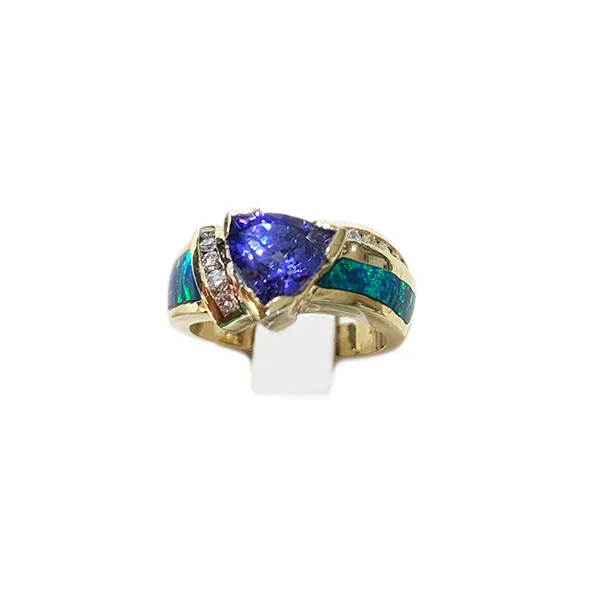 Women’s stacking wedding rings-14k Yellow Gold Tanzanite Ring