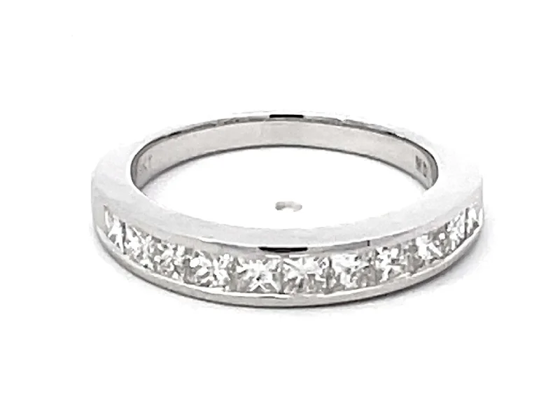 Women’s eternity rings-1.07 Carat Princess Cut Channel Set Diamond Band Ring Solid 18k White Gold