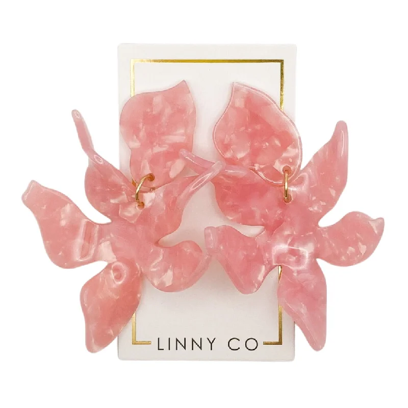 Women’s matching earrings and necklace sets-Linny Co | Flora Drop Earrings in Ballet Slipper Pink