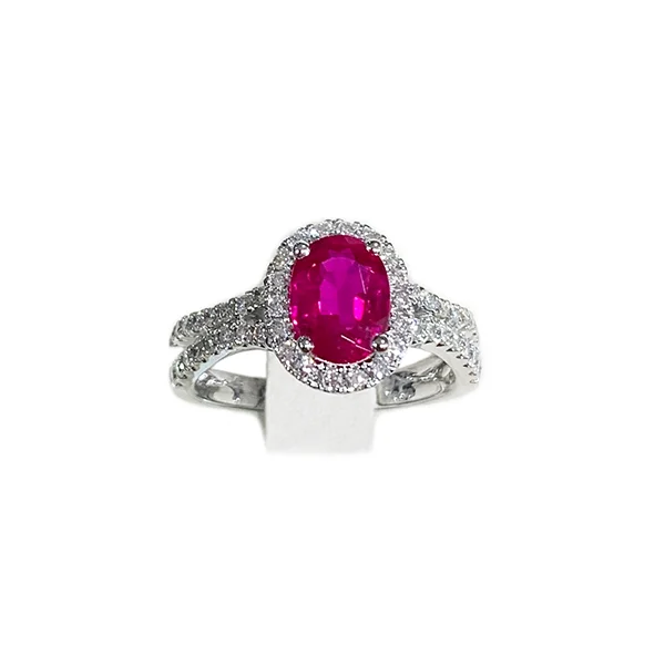 Women’s pearl engagement rings-14k White Gold Ruby Ring