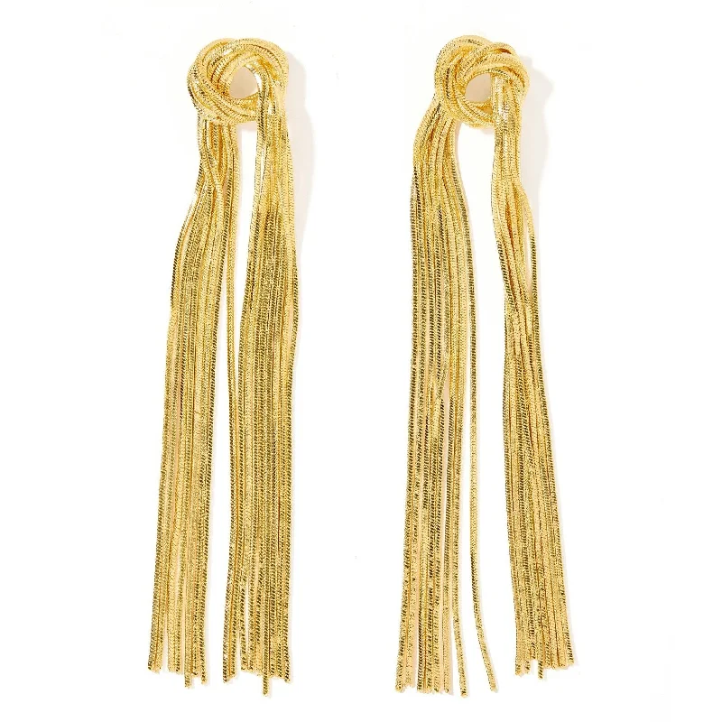 Women’s stud earrings-Linny Co | Natalie Gold Tone Tassel Earrings