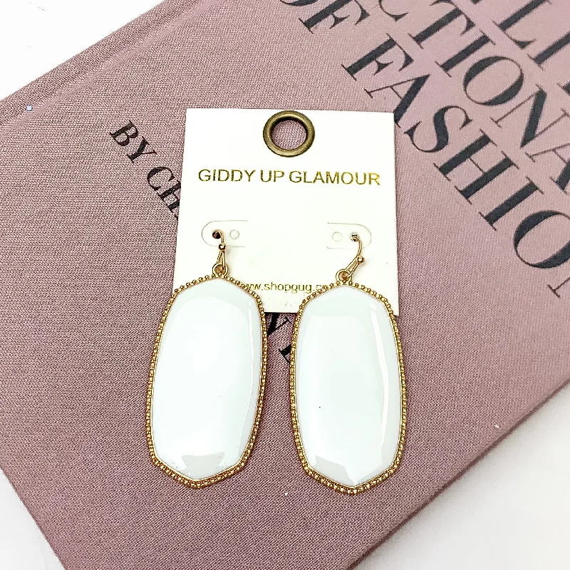 Women’s large earrings-Southern Charm Oval Earrings in White