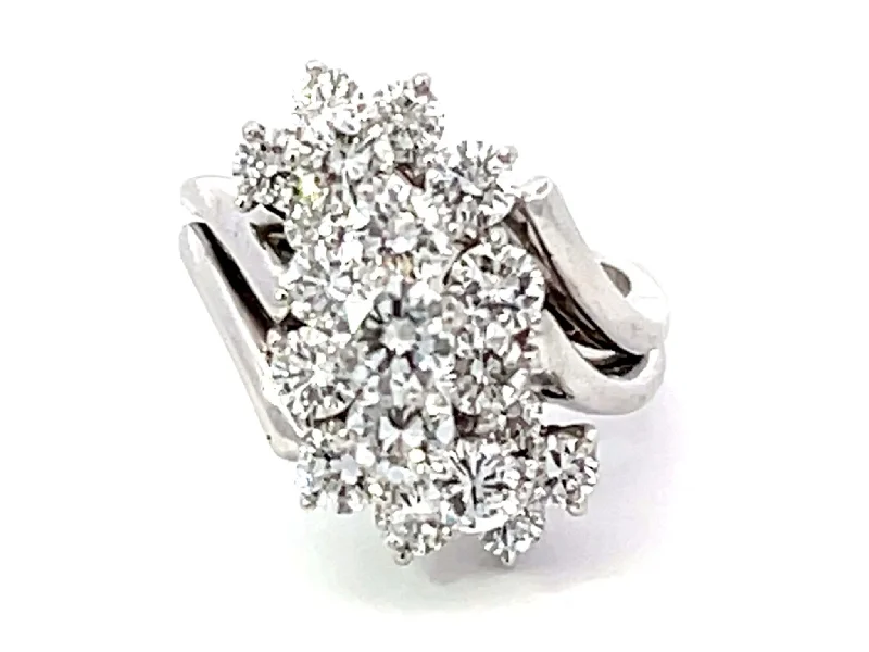 Women’s stacking rings-2 Carat Diamond Cluster Ring 18k White Gold