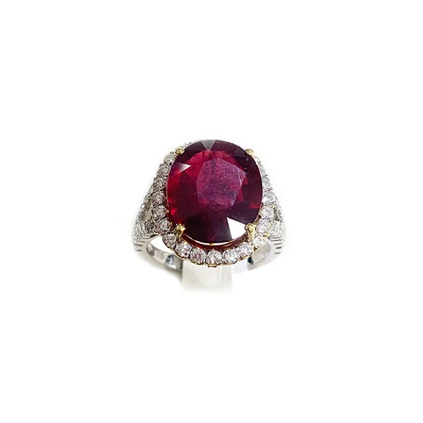 Women’s classic engagement rings-18k Two Tone Ruby Ring