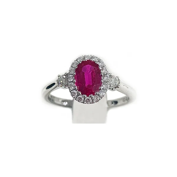 Women’s stacking wedding rings-14k White Gold Ruby Ring