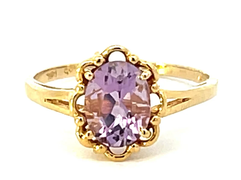 Women’s rose gold eternity rings-Oval Purple Amethyst Ring in 14k Yellow Gold