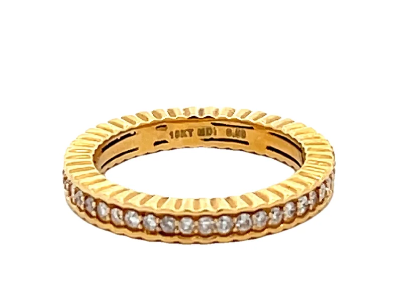 Women’s handmade rings-Eternity Brilliant Cut Diamond Band Stackable Ring Solid 18k Yellow Gold