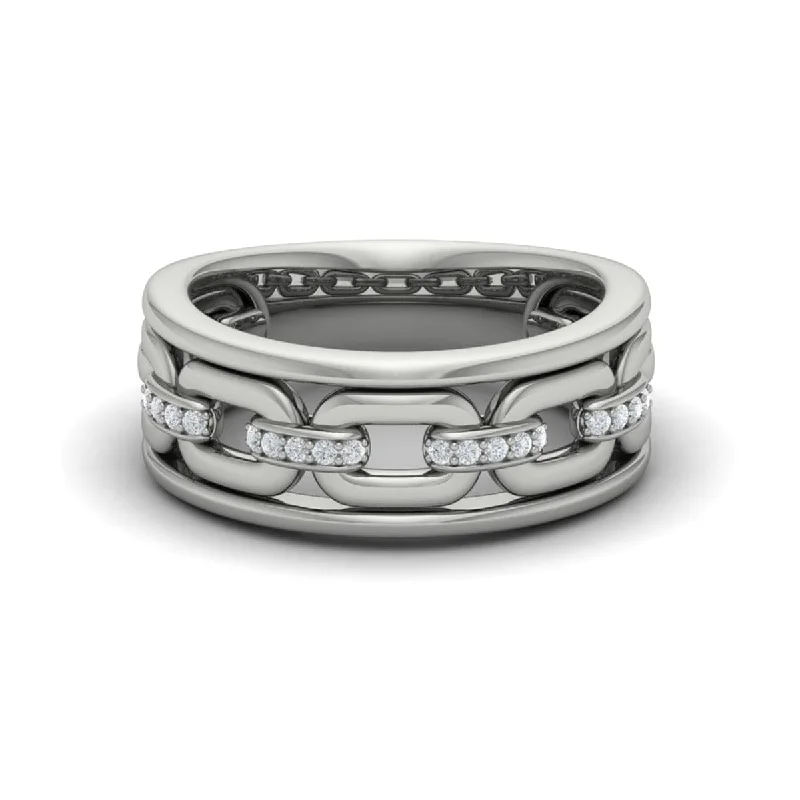 Channel Set Link with Diamonds Ring