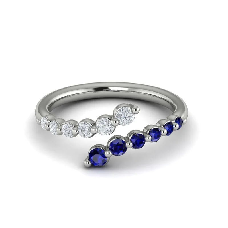 Diamond and Blue Sapphire Open Wrap Ring