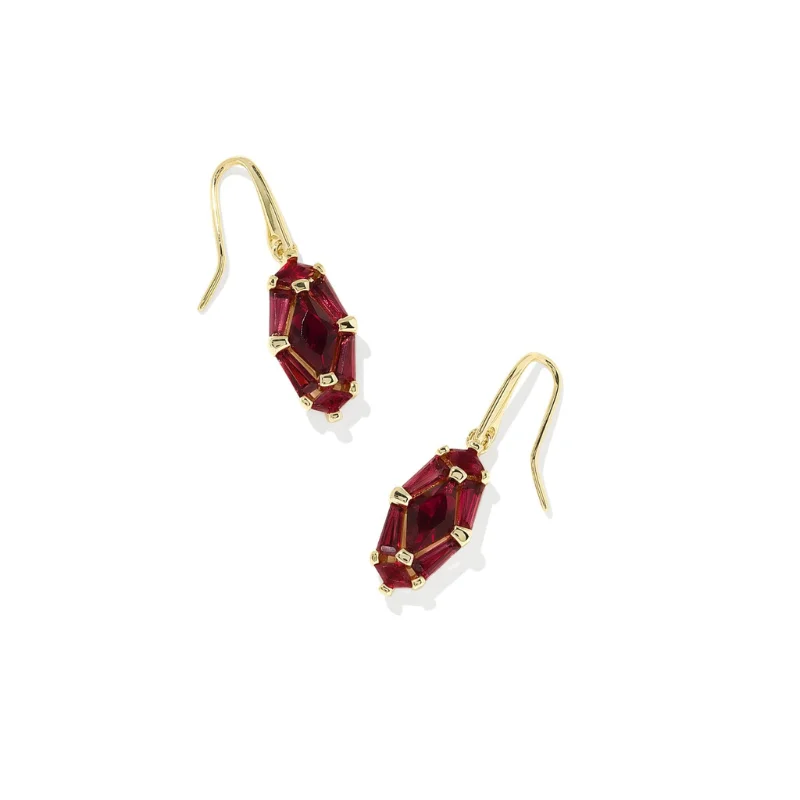 Women’s luxury hoop earrings-Kendra Scott | Lindy Rae Lee Gold Drop Earrings in Red Crystal