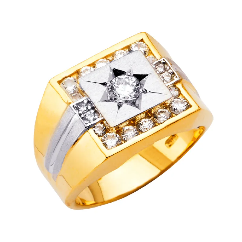 Women’s antique engagement rings-14K 2Tone Men's CZ Ring