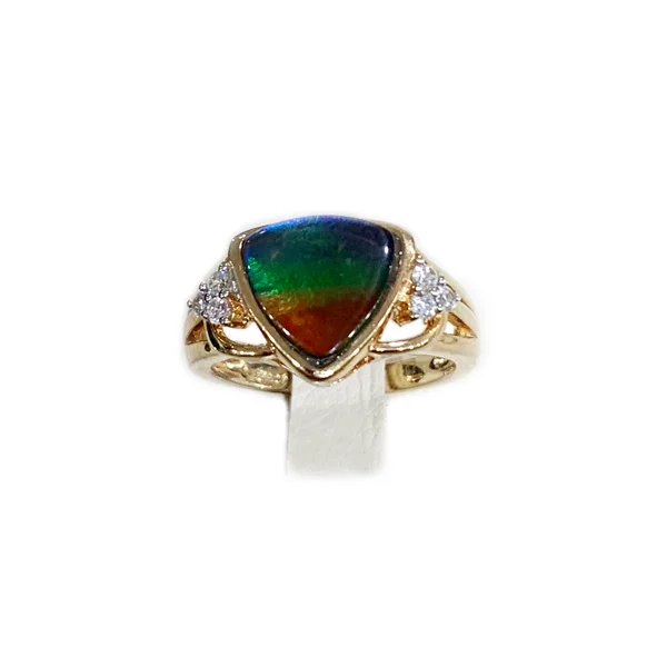 Women’s halo sapphire rings-Sterling Silver Ammolite Ring