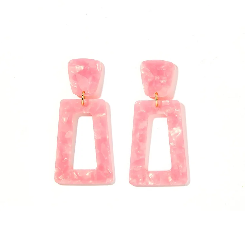 Women’s sparkly earrings-Linny Co | Kennedy Rectangular Drop Earrings in Ballet Slipper Pink