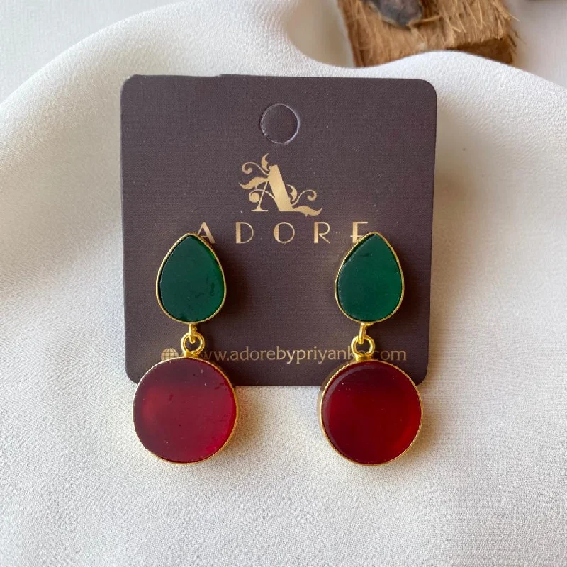 Women’s ruby earrings-Multicolour Tilak Raw Stone Earrings