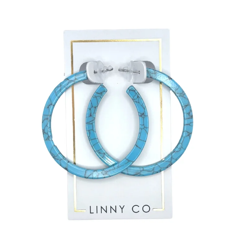 Women’s elegant earrings-Linny Co | Holly Medium Hoop Earrings in Turquoise Blue