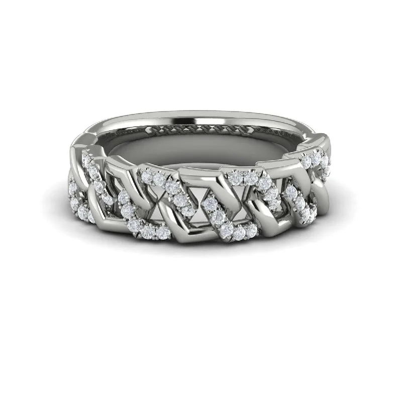 Diamond Interlaced Open Honeycomb Link Ring