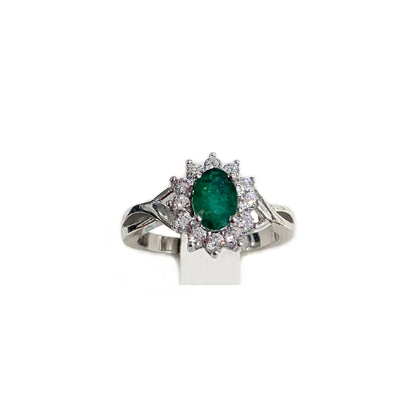 Women’s large gemstone rings-Sterling Silver Emerald Ring