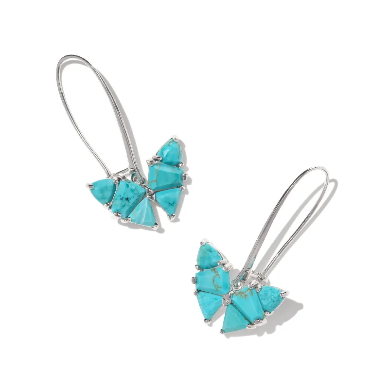 Women’s zodiac earrings-Kendra Scott | Blair Butterfly Drop Silver Earrings in Variegated Turquoise