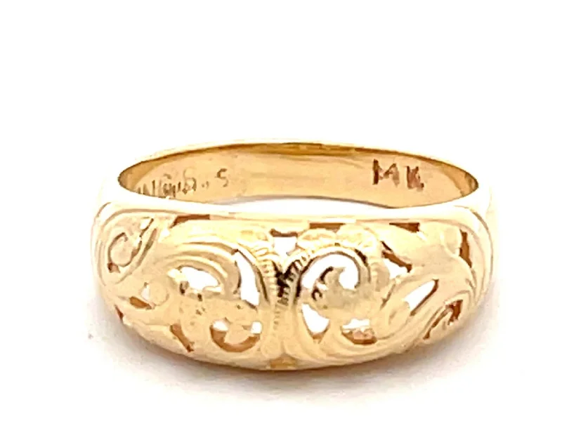 Women’s gold rings-Mings Scroll Cutout Ring in 14k Yellow Gold