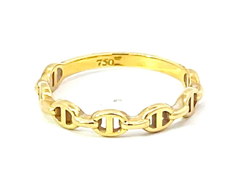 Women’s sparkling diamond rings-Gold Anchor Link Ring in 18k Yellow Gold