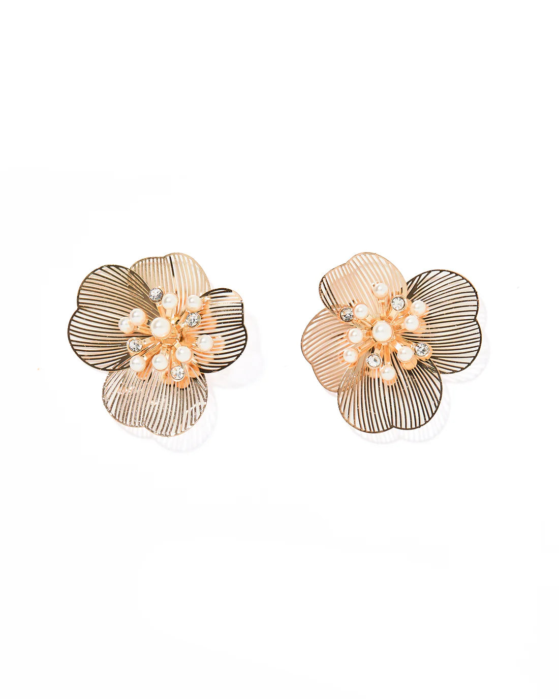 Women’s silver drop earrings-Linny Co | Vanessa Flower Stud Earrings in Gold