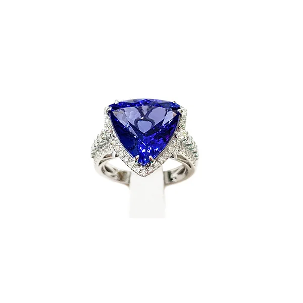 Women’s statement silver rings-14k White Gold Tanzanite Ring