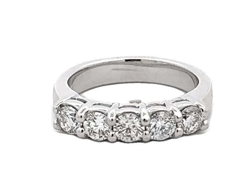 Women’s antique engagement rings-1 Carat 5 Brilliant Cut Diamond Band Ring 14k White Gold