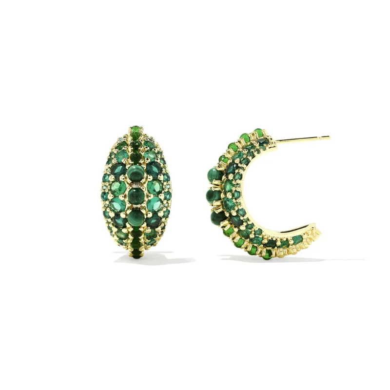 Women’s opal earrings-Kendra Scott | Krista Gold Hoop Earrings in Green Mix