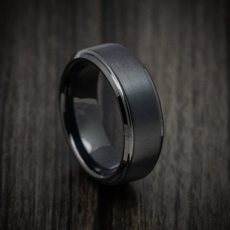 Black Tungsten Men's Ring with Satin Finish Custom Made Band