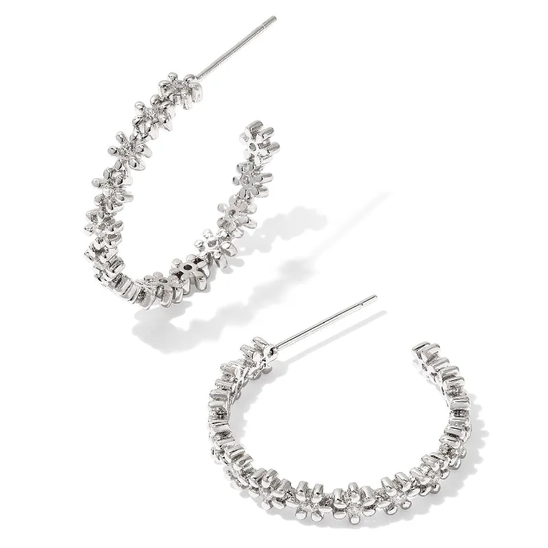 Women’s gemstone stud earrings-Kendra Scott | Nydia Silver Hoop Earrings in White Crystal