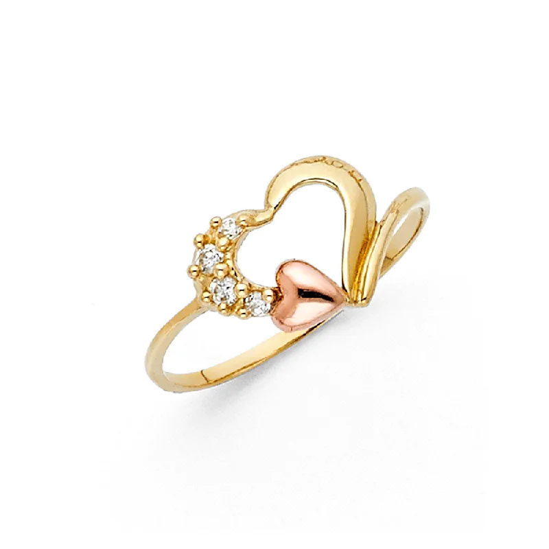 Women’s ring sets-14K CZ FANCY HEART RING