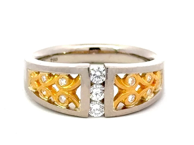 Women’s diamond eternity rings-Brilliant Cut Vertical Diamond Row Ring 18K and 24K Yellow and White Gold