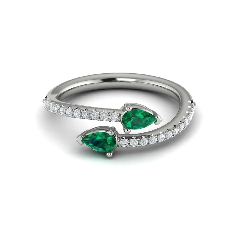 Diamond and Pear Emerald Wrap Ring