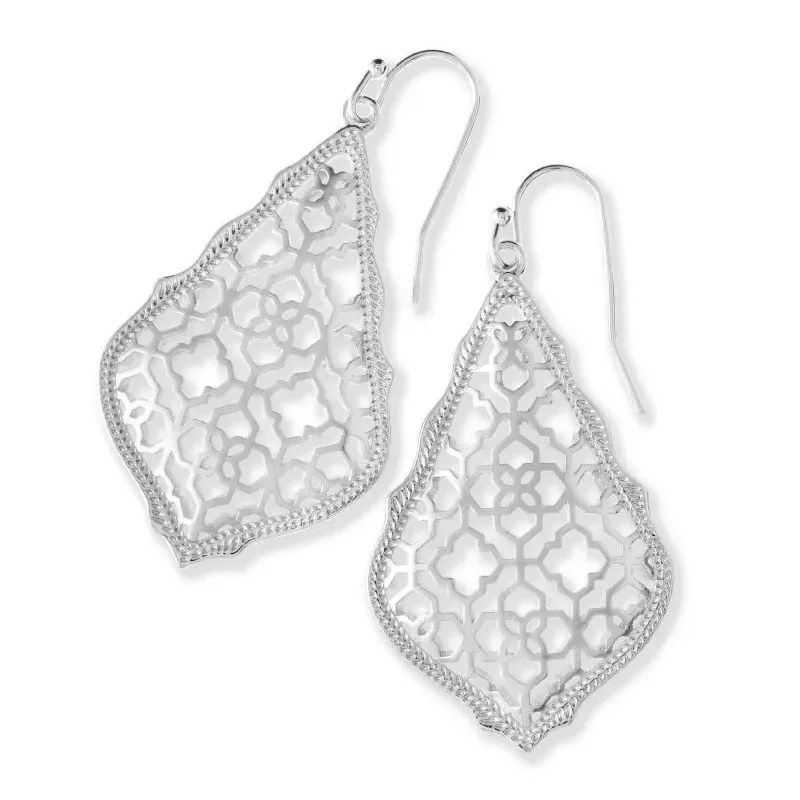 Women’s flower stud earrings-Kendra Scott | Addie Silver Drop Earrings in Silver Filigree Mix