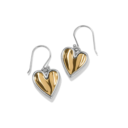 Women’s hoop earrings-Brighton | Cascade Heart Reversible French Wire Earrings in Silver and Gold Tone