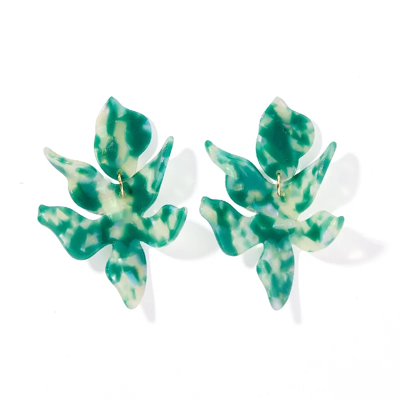 Women’s luxury earrings-Linny Co | Flora Drop Earrings in Alpine Green