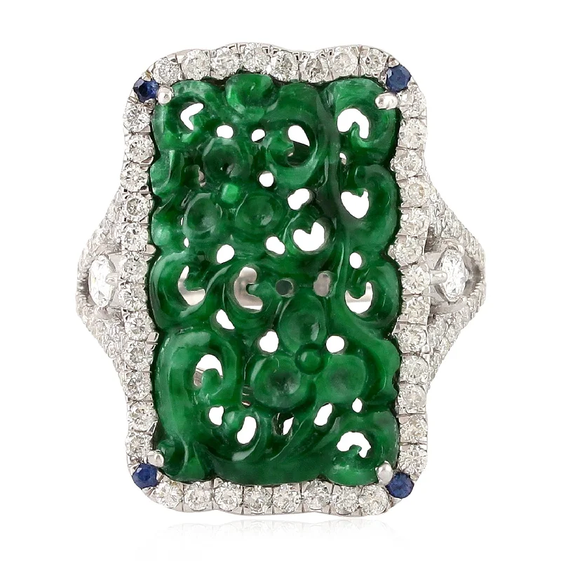 Women’s silver rings-Empire Jade Ring