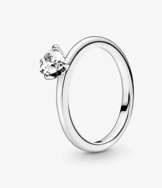 Women’s stylish rings-Clear Heart Solitaire Ring