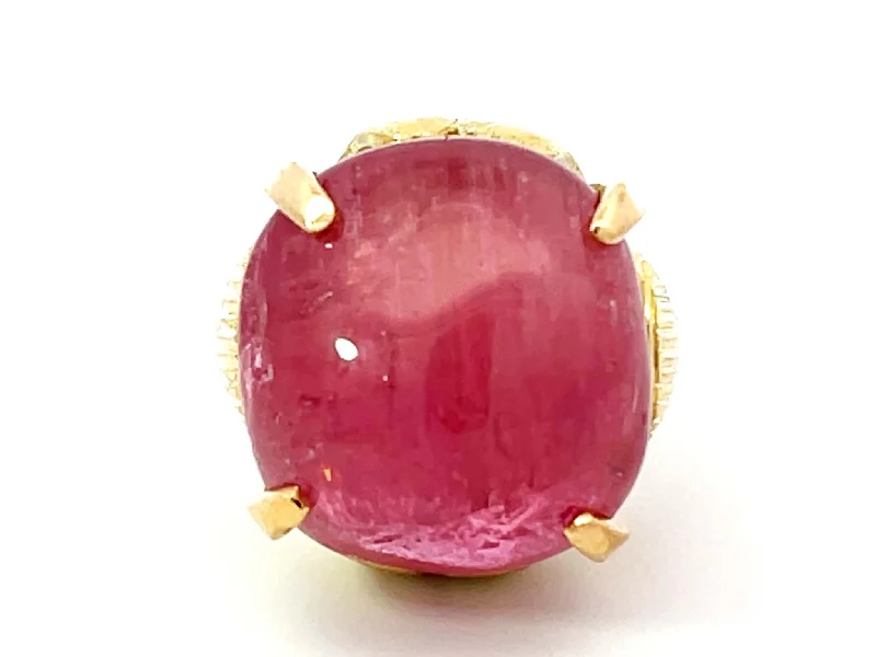 Women’s classic engagement rings-Large Pink Tourmaline Ring 14k Yellow Gold