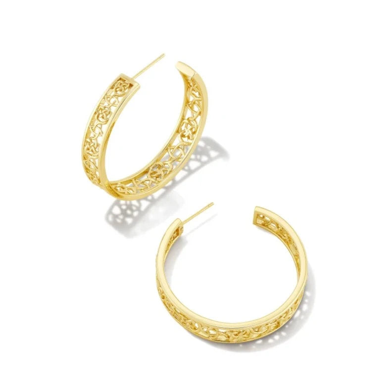 Women’s teardrop earrings-Kendra Scott | Kelly Gold Hoop Earrings