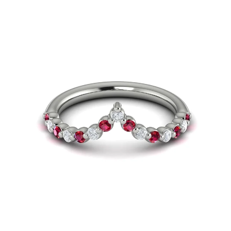 Diamond and Ruby Chevron Ring