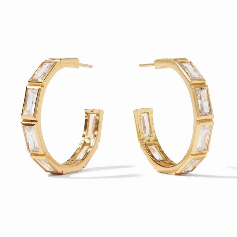 Women’s pearl stud earrings-Julie Vos | Antonia Large Hoop Earrings with CZ Crystals in Gold