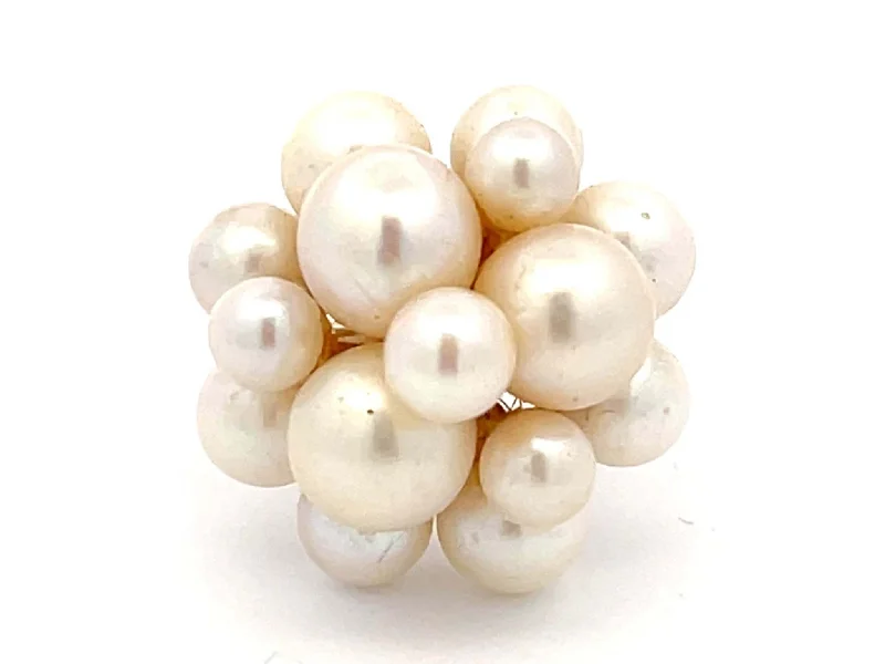 Women’s wedding rings-Mings Akoya Pearl Ring in 14k Yellow Gold