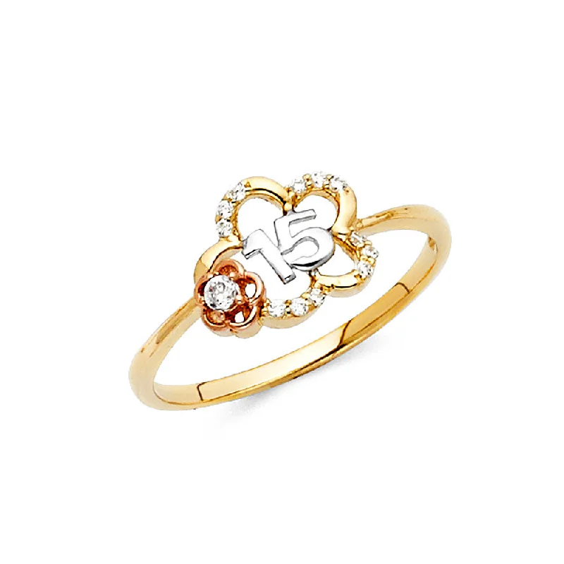 Women’s statement gemstone rings-14K RING 15 Anos Quincenera