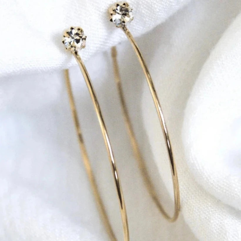 Women’s stud earrings-Kinsey Designs | Ashton Gold Tone Hoop Earrings with CZ Crystal Studs